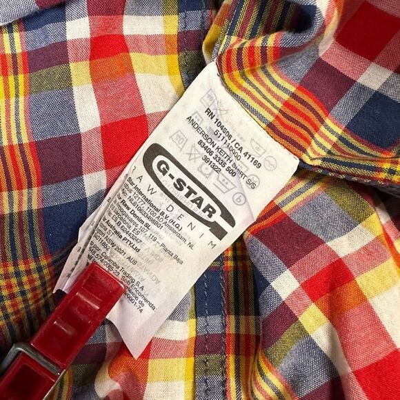 G-Star Raw Men's Multicolor Anderson Keith Plaid Short Sleeve Shirt Size Large - Picture 12 of 14
